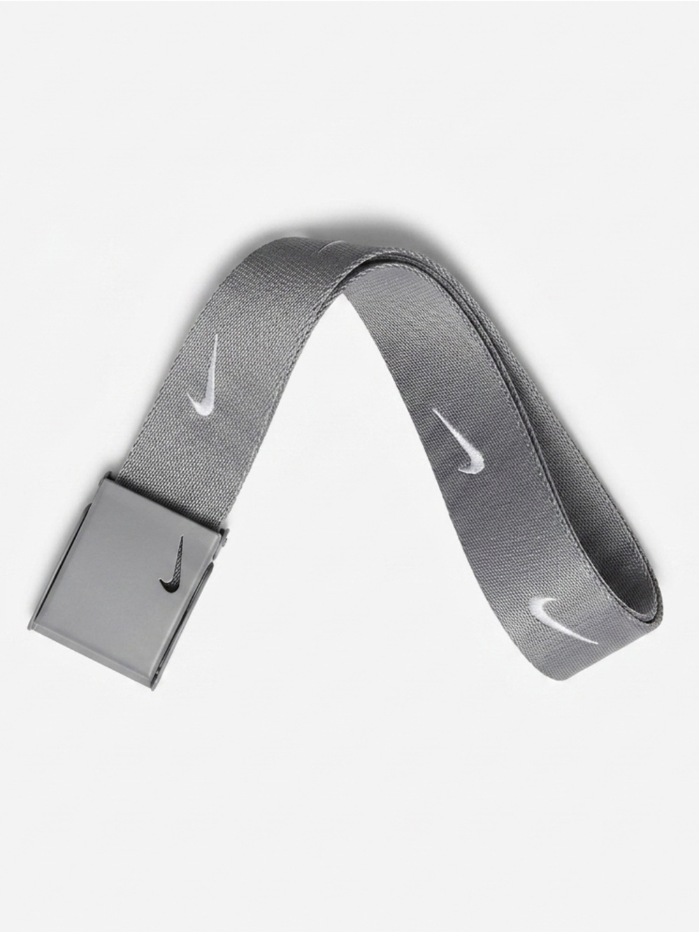 Nike Gray Web Belt with Repeating Swoosh